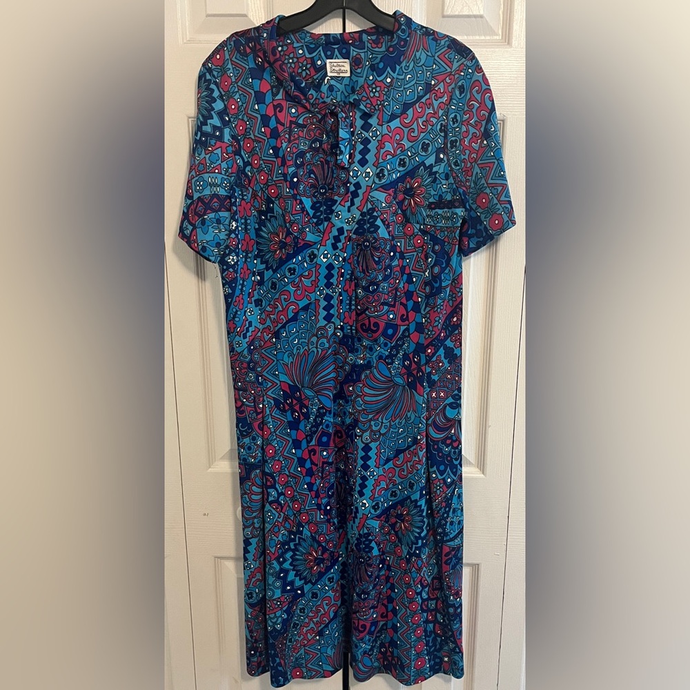 VTG 60s SHELTON STROLLER Midi Floral Dress SIZE 18